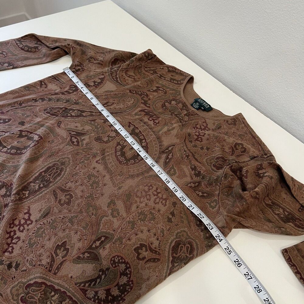 Vintage Lauren Ralph Lauren Women’s Paisley Long Sleeve Top 3XL Academia Preppy - Picture 5 of 6